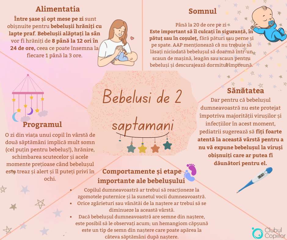 Etapele importante ale copilului de 2 săptămâni